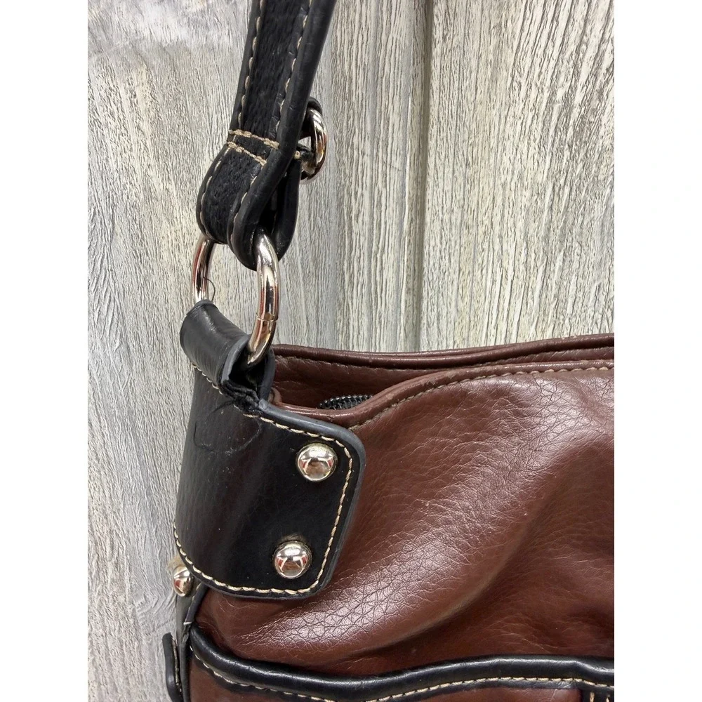 Tyler Rodan Brown Faux Leather Crossbody Bag Organizer Black Trim  Hardware